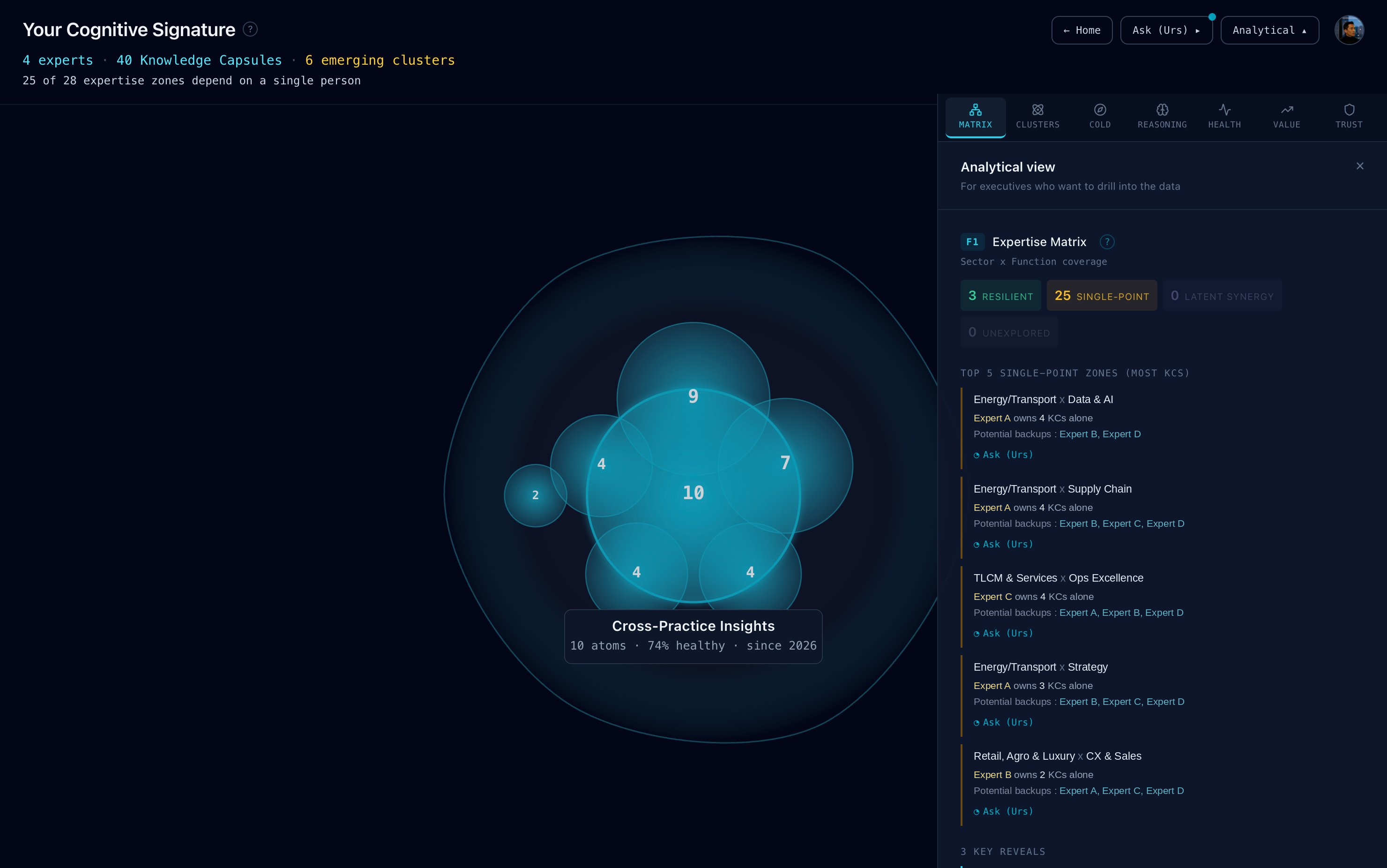 Your Cognitive Signature — live runtime view